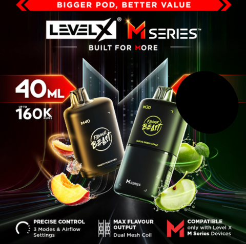 Level X M Series 40mL Pods Up to 160,000 puffs - Preorder early access ships week Aug. 10-15 2026