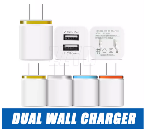 Dual USB Wall Charger 5V 2.1A 1A