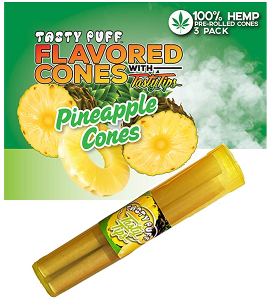 Tasty Puffs Pineapple Flavored Cones [1 Tube/3 Cones per Tube]
